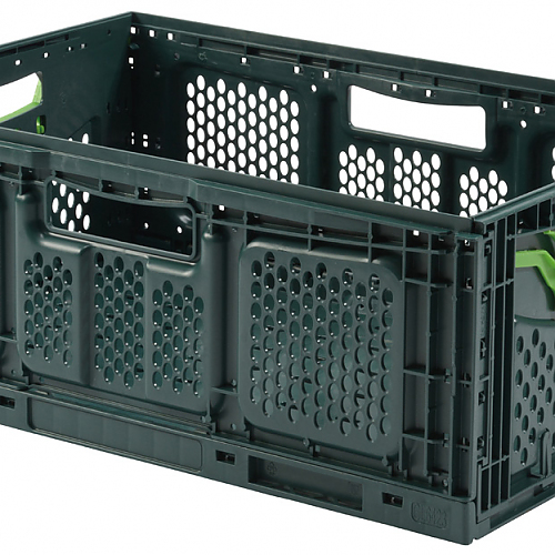 Klappbehälter Green-Line GL6423, offene Seiten, Griffe grün